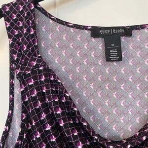 White House Black Market navy purple white pattern tank top blouse sleeveless